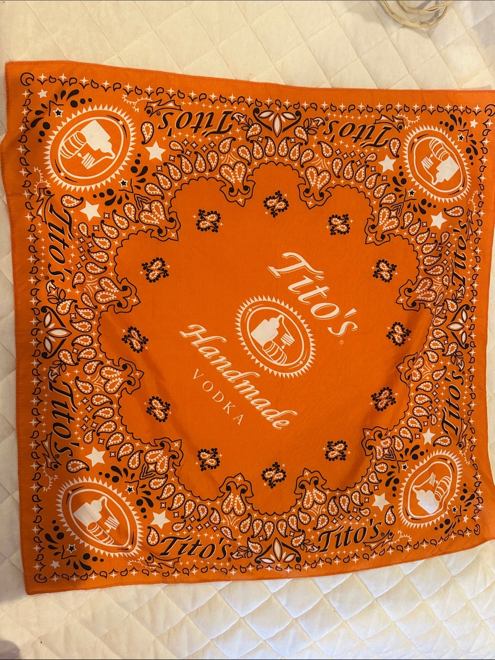 Tito's Handmade Vodka Orange Bandana Scarf, NWOT